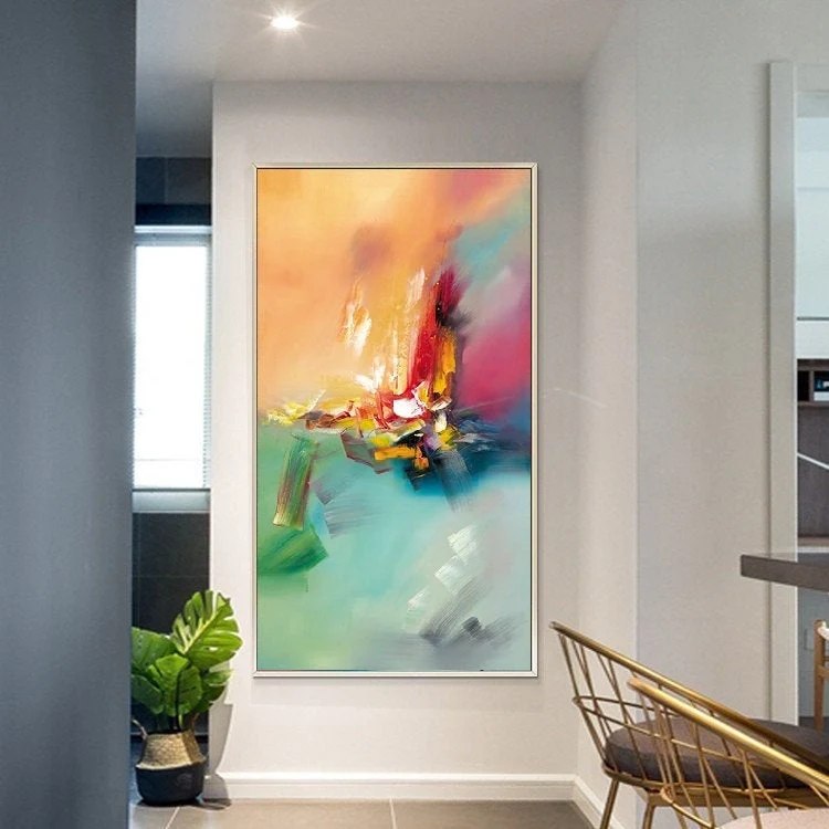 White Oversized Days Entryway Abstract Canvas Artwork IYN08 wall art